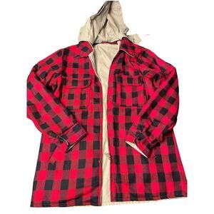 Reversible Outdoor King jacket hunt safari khaki red plaid flannel 44